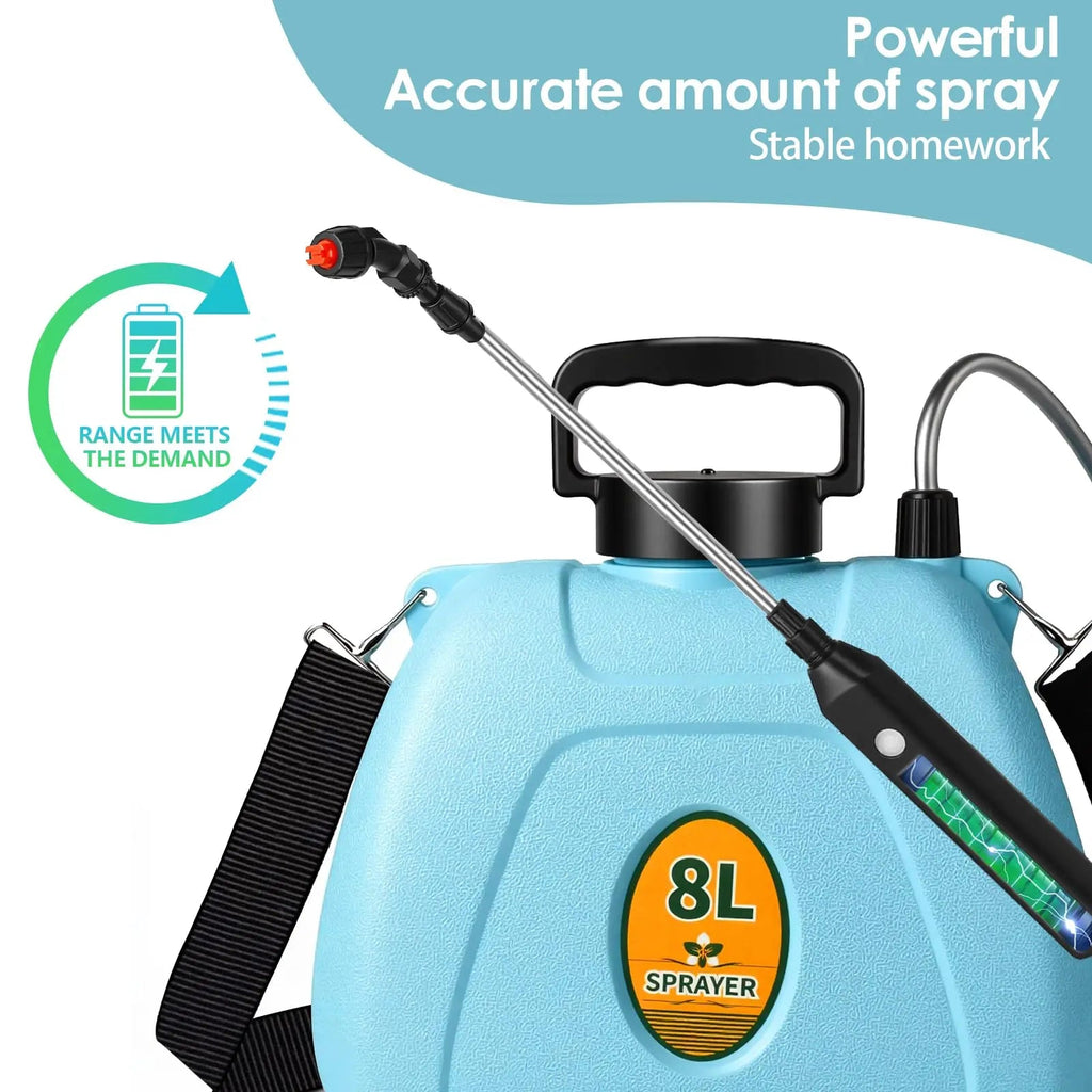 2 Gallon Electric Garden Sprayer Battery Powered 3 Speeds Telescopic Wand 3 Nozzles USB Rechargeable