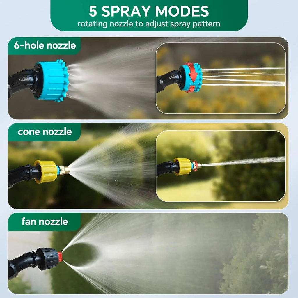 2 Gallon Electric Garden Sprayer Battery Powered Telescopic Wand 3 Nozzles USB Rechargeable