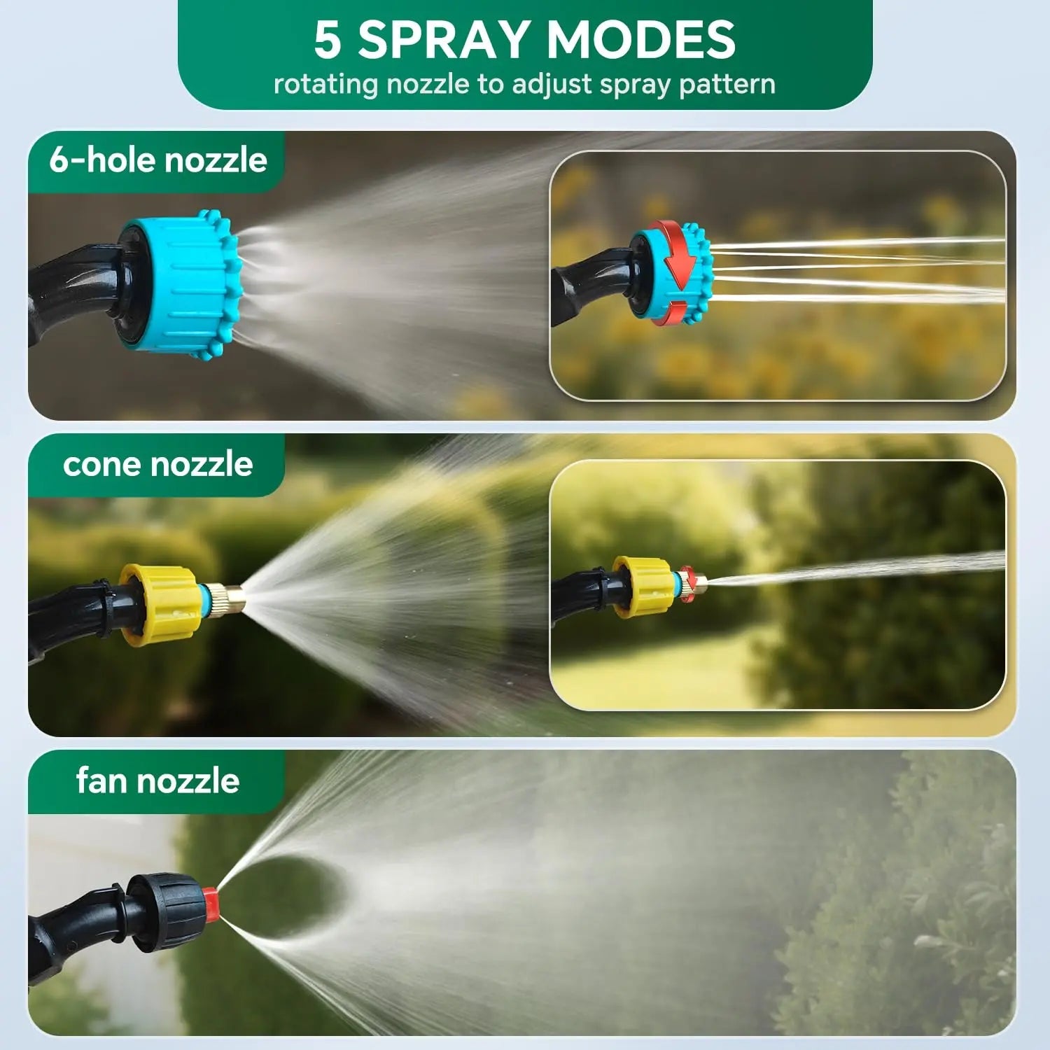 2 Gallon Electric Garden Sprayer Battery Powered Telescopic Wand 3 Nozzles USB Rechargeable