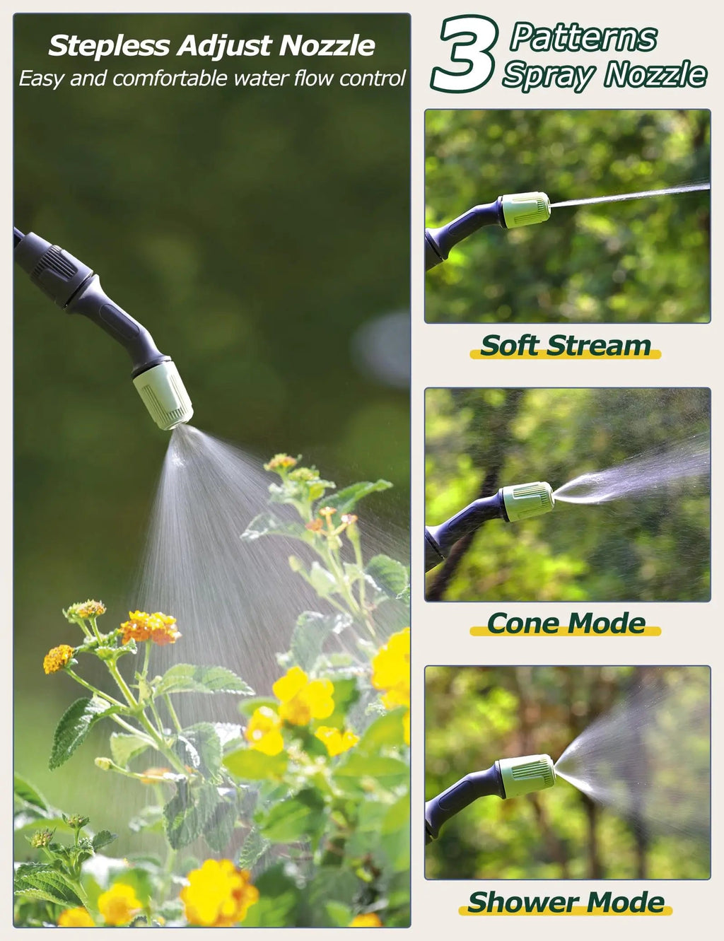 1.35 Gallon Electric Garden Sprayer Battery Powered Telescopic Wand Adjustable Nozzle USB Rechargeable