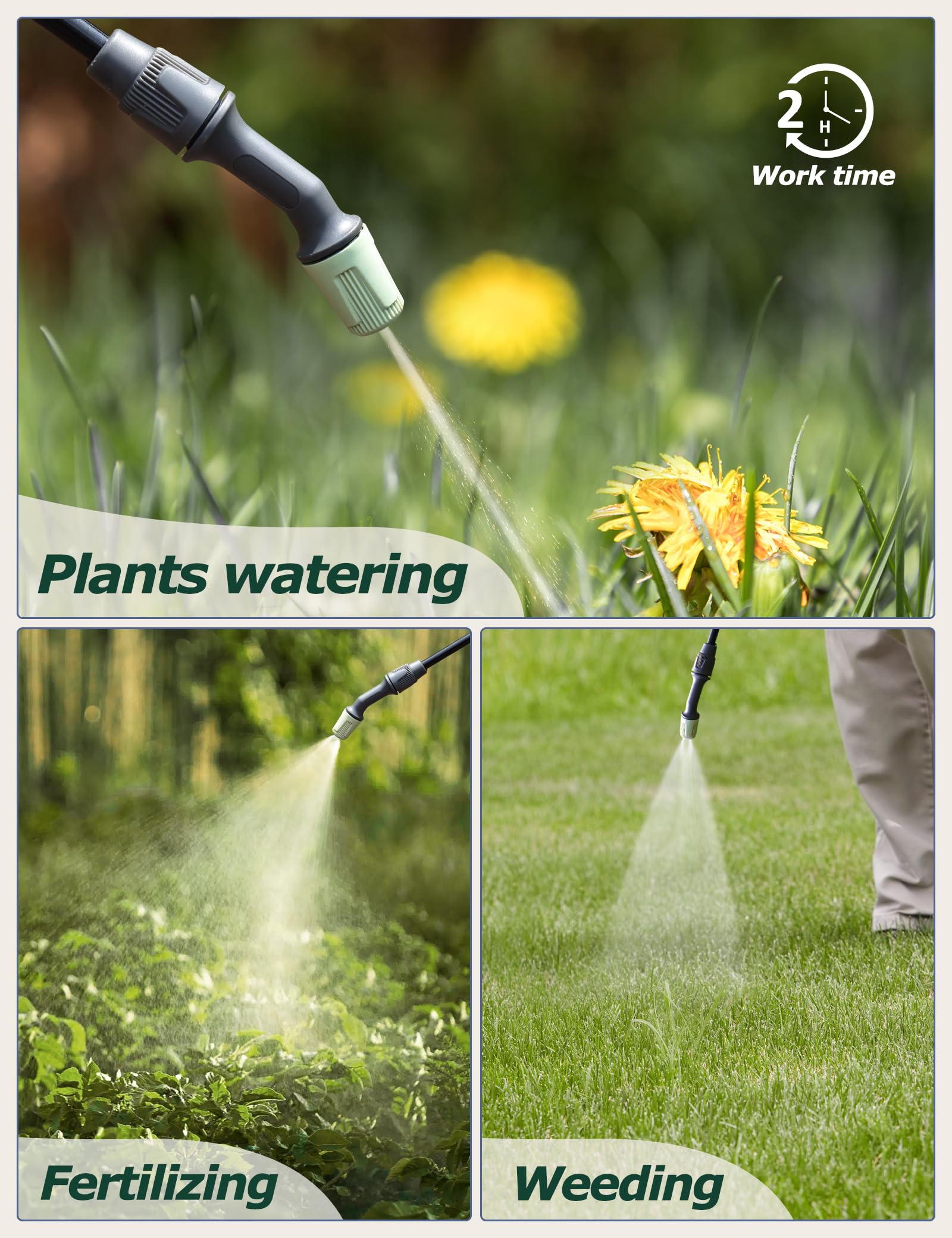 1.35 Gallon Electric Garden Sprayer Battery Powered Telescopic Wand Adjustable Nozzle USB Rechargeable