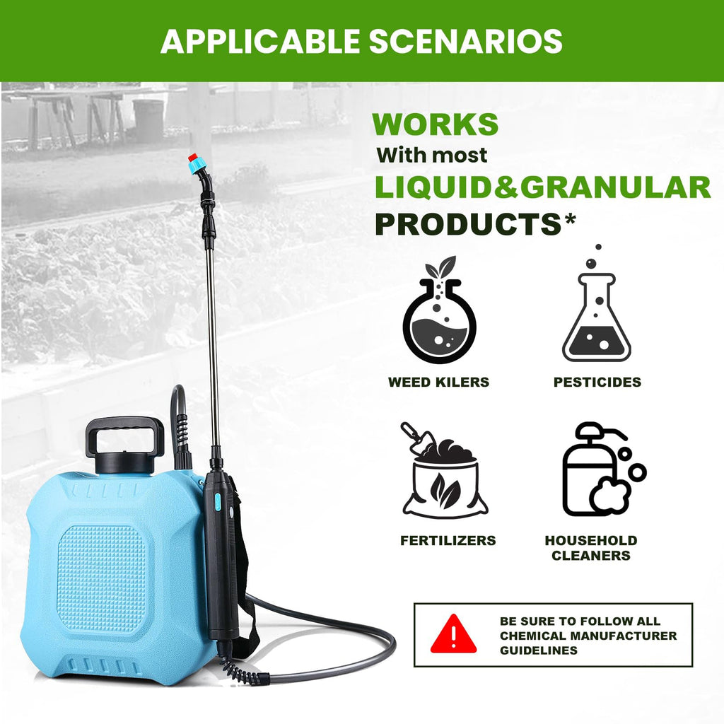 2 Gallon Electric Garden Sprayer Battery Powered Retractable Wand 4 Nozzles USB Rechargeable