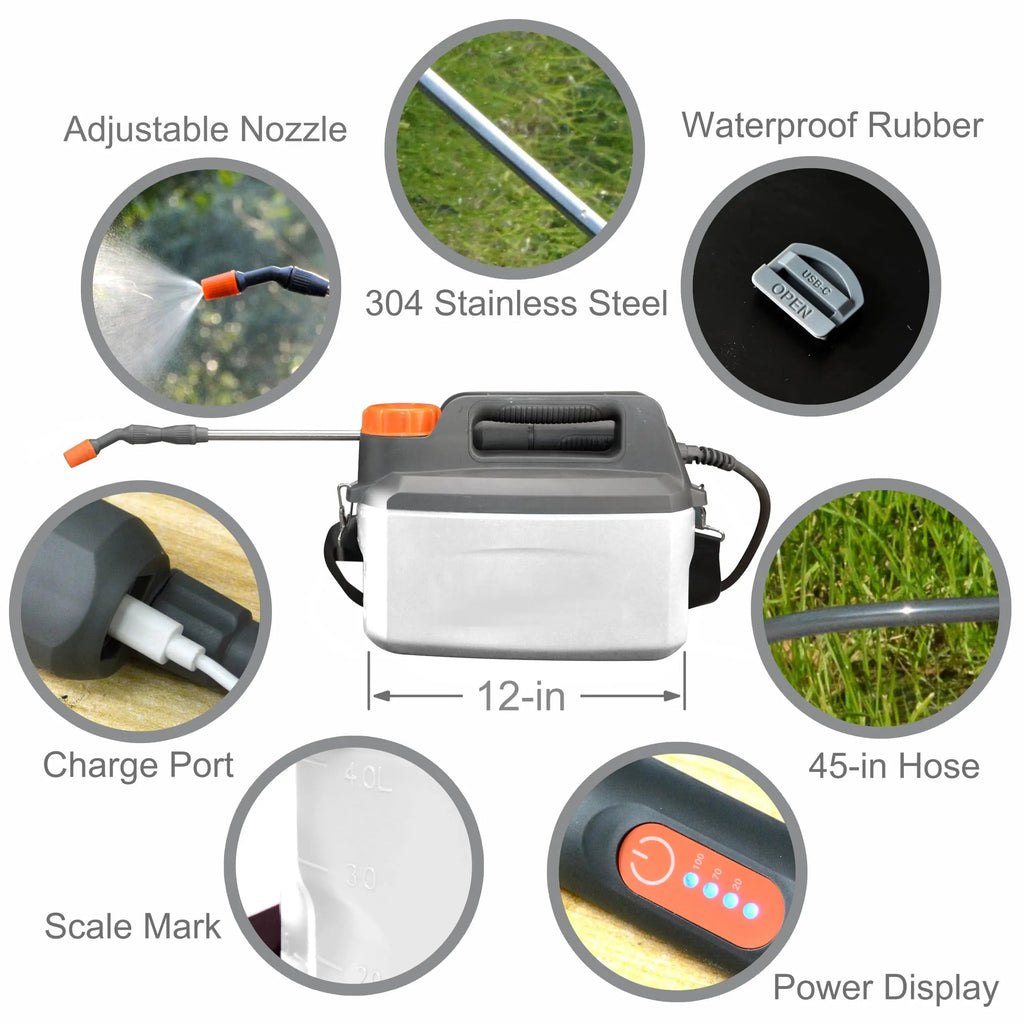 1 Gallon Electric Garden Sprayer 4000mAh Battery Powered Telescopic Wand USB Rechargeable