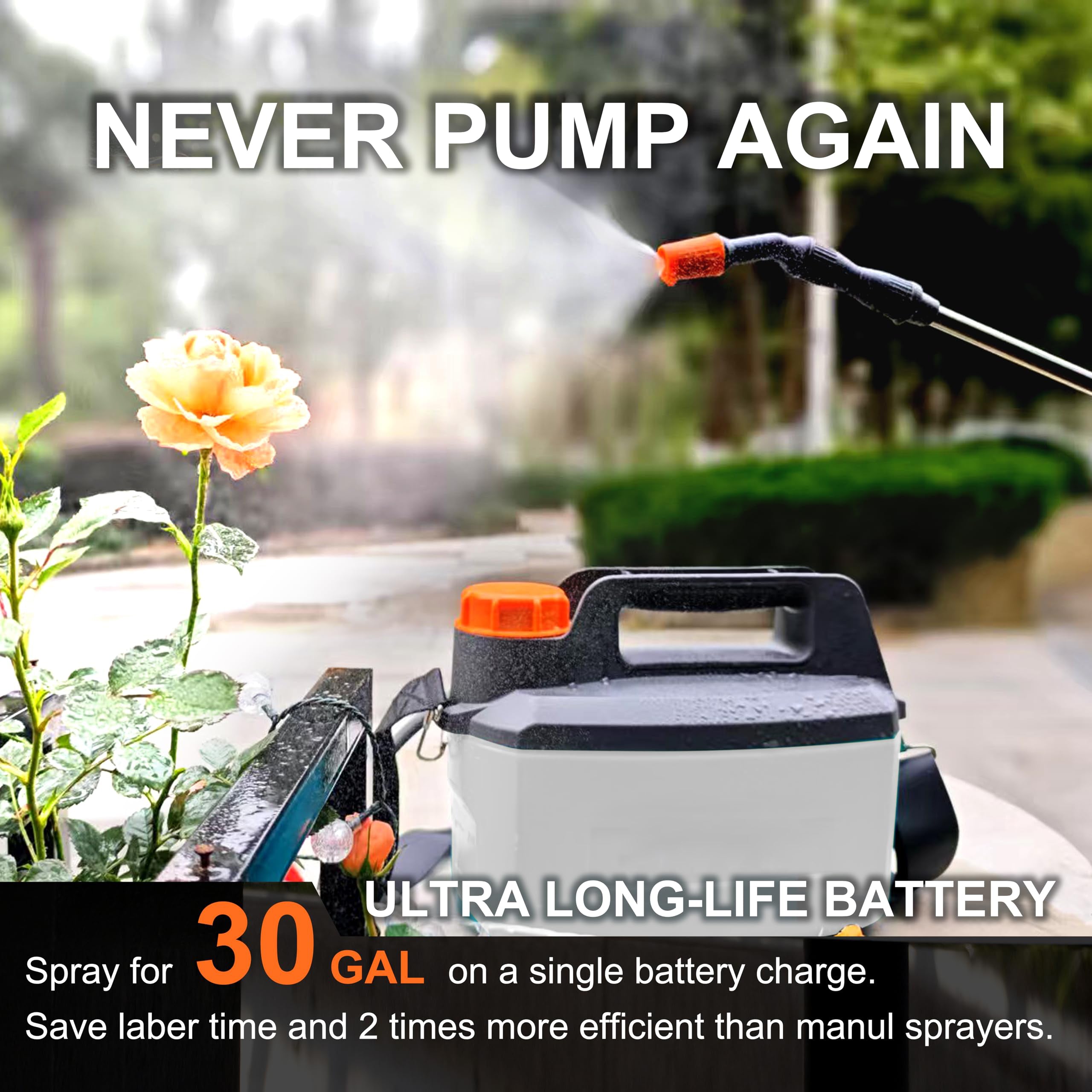 1 Gallon Electric Garden Sprayer 4000mAh Battery Powered Telescopic Wand USB Rechargeable