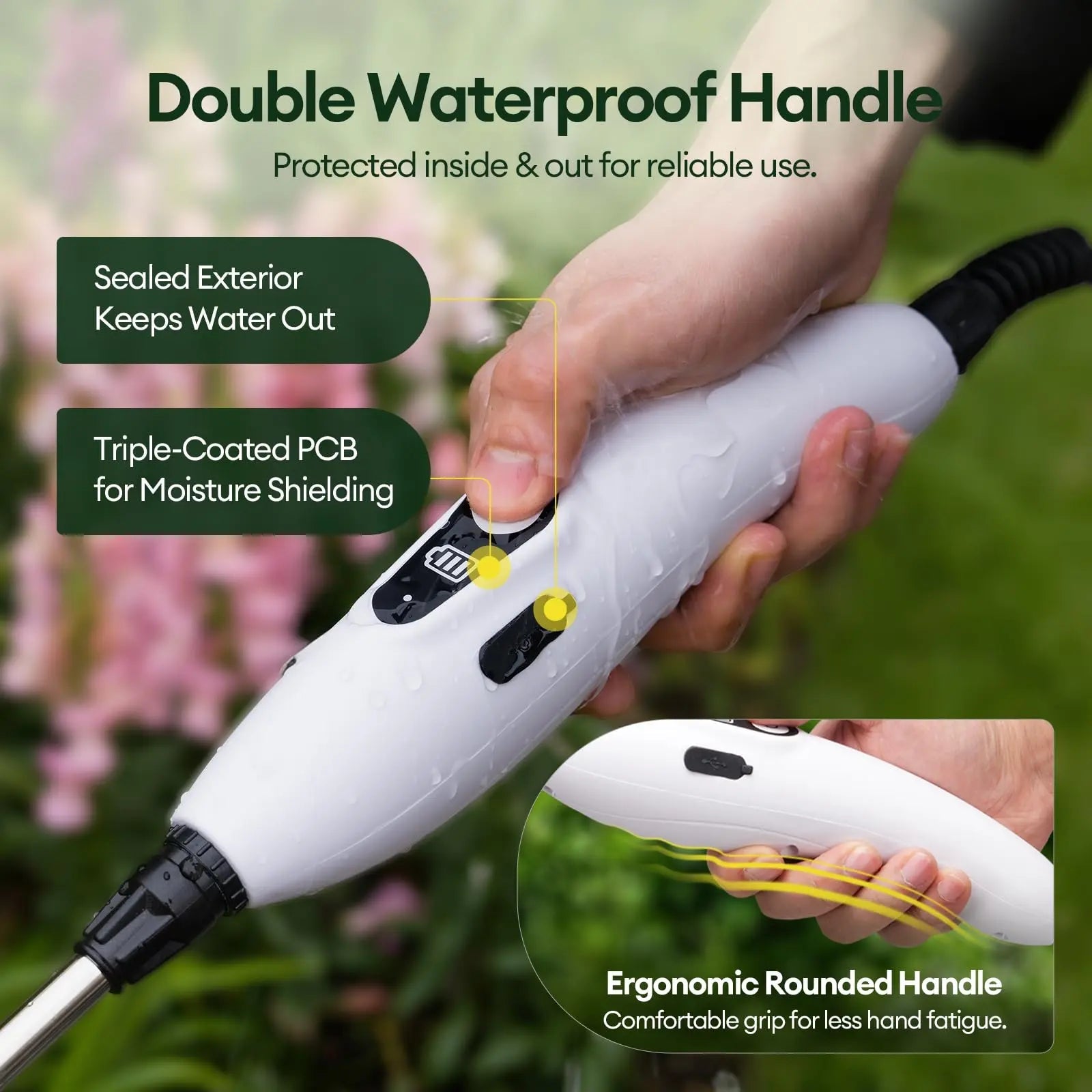 2 Gallon Electric Garden Sprayer Battery Powered 3 Nozzles Ergonomic Handle USB Rechargeable