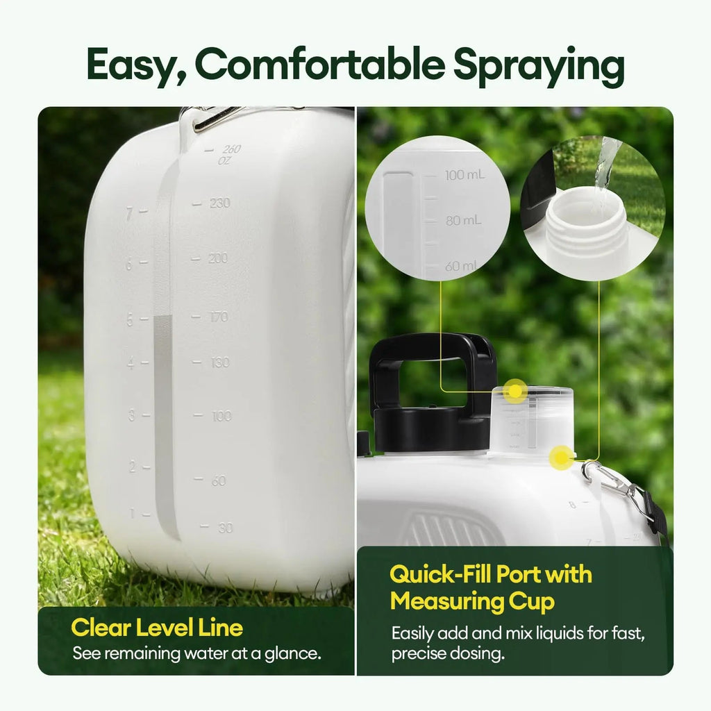 2 Gallon Electric Garden Sprayer Battery Powered 3 Nozzles Ergonomic Handle USB Rechargeable