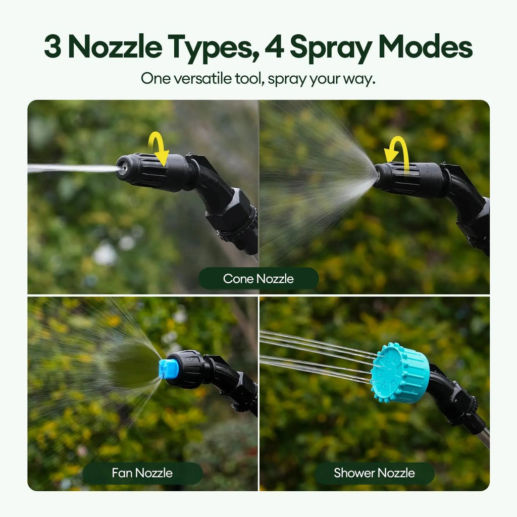 2 Gallon Electric Garden Sprayer Battery Powered 3 Nozzles Ergonomic Handle USB Rechargeable