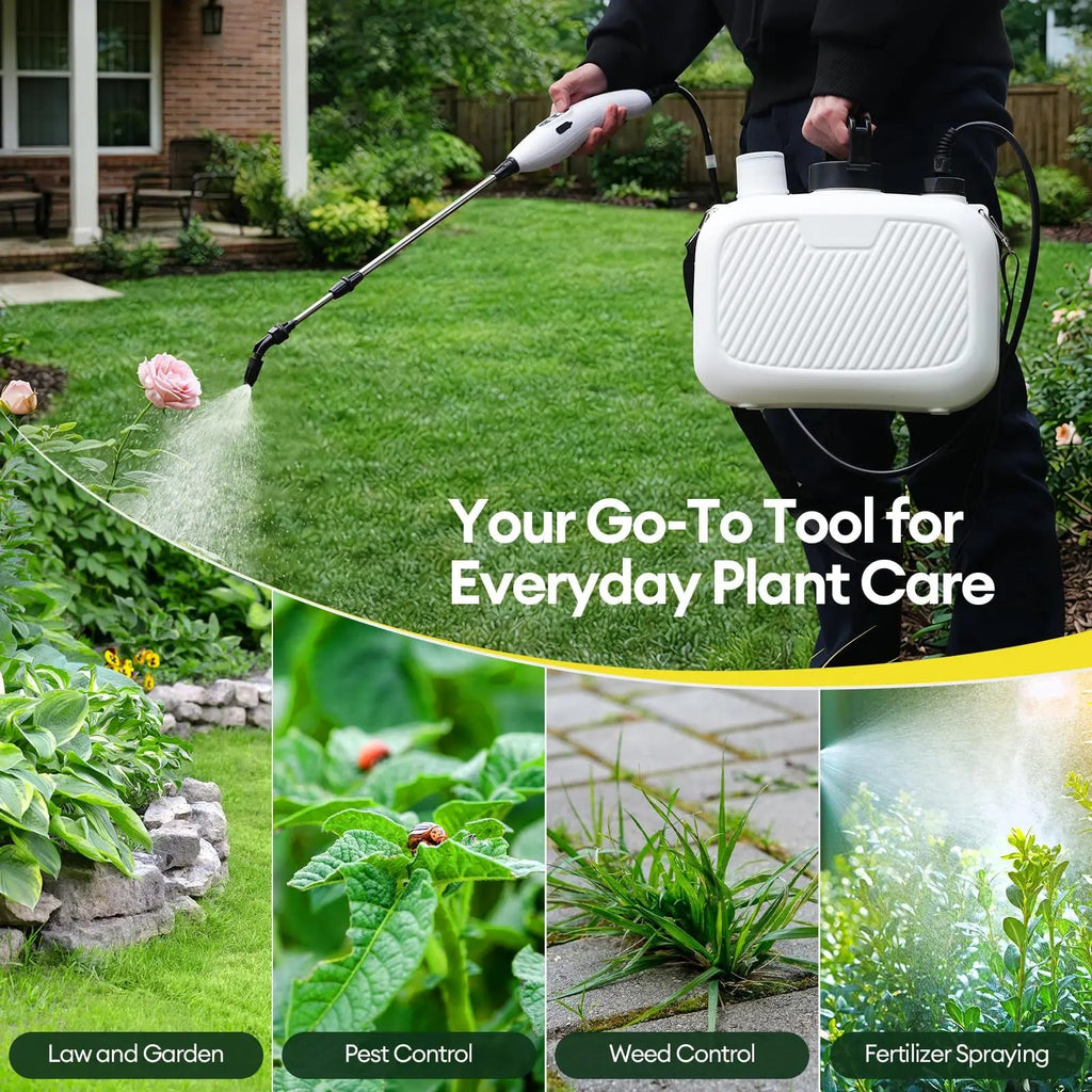 2 Gallon Electric Garden Sprayer Battery Powered 3 Nozzles Ergonomic Handle USB Rechargeable